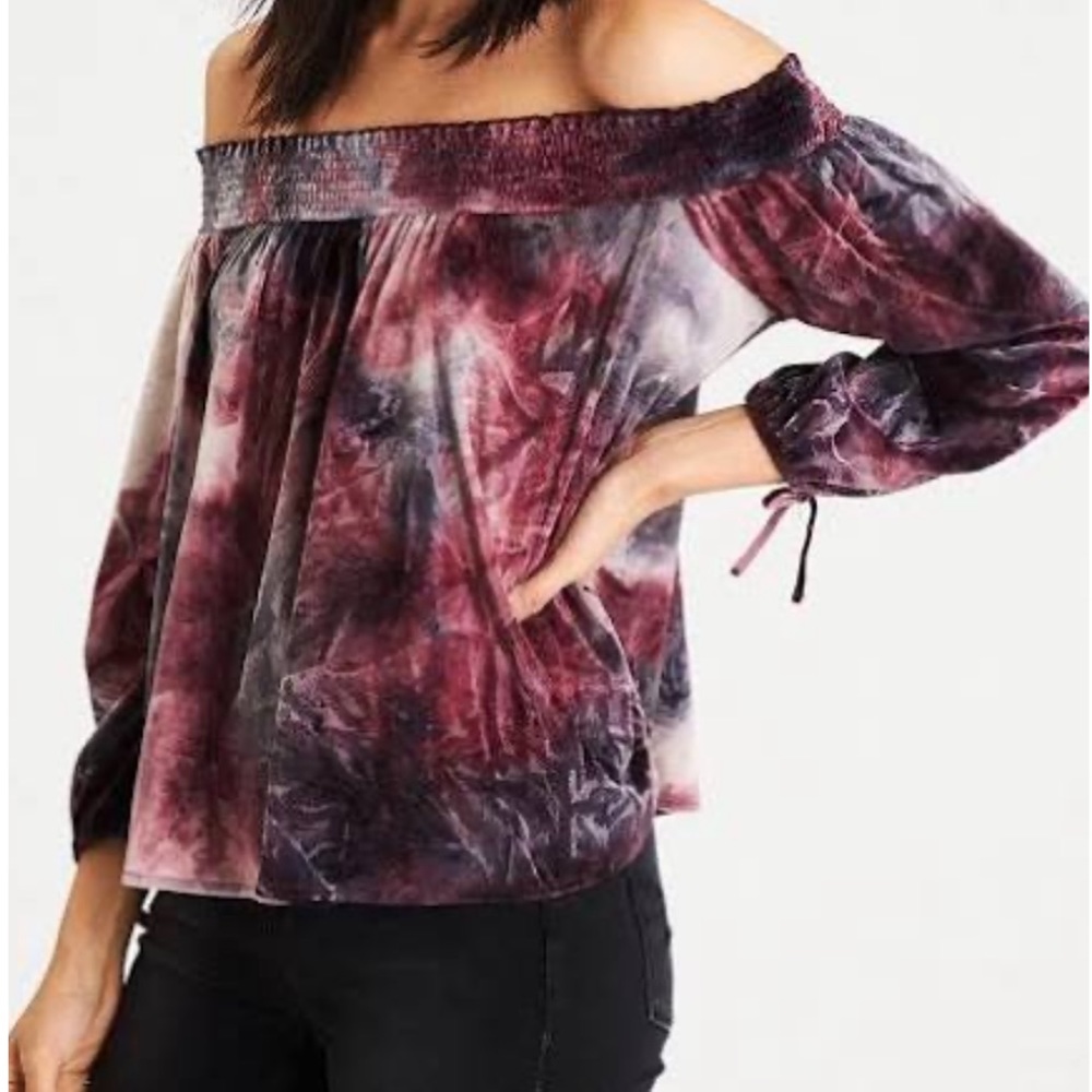 Tye Dye American Eagle Off the Shoulder Top